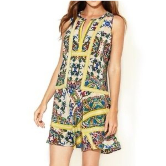 Twelfth Street by Cynthia Vincent Handkerchief Silk Mini Dress Sz Small Colorful - Picture 11 of 11